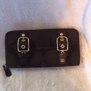 Coach Signature Zip Around Wallet